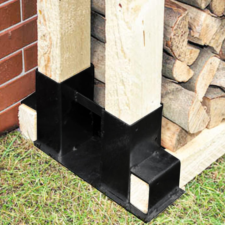 Eulenke 12 Stück Holzstapelhilfe - schwarz Brennholz Stapelhilfe - kaminholzregal innen und aussen -