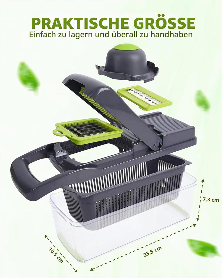 ADOV Mandoline Gemüseschneider, 12 in 1 Multifunktionaler Gemüsehobel mit Handschutz, Einstellbare E