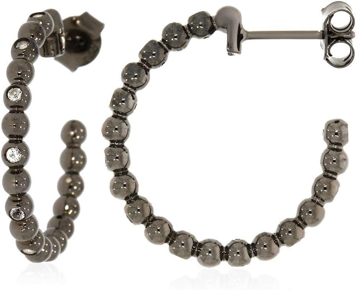 XEN Steckcreolen mit Weisstopas ca. 0,40 ct. Black Rhodium
