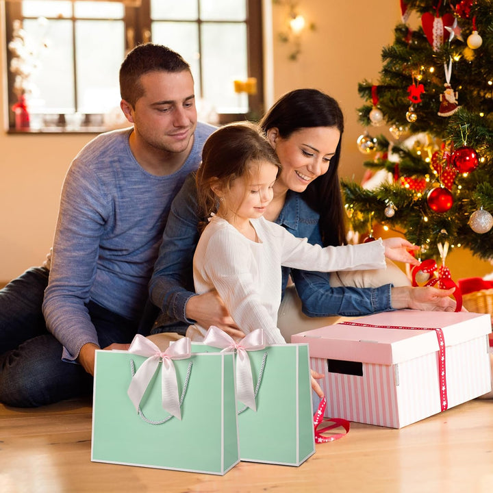 Geschenktüte mit Schleife,Geschenktüte Weiss,Geschenktaschen für Geburtstag, Hochzeit, Festivalfeier