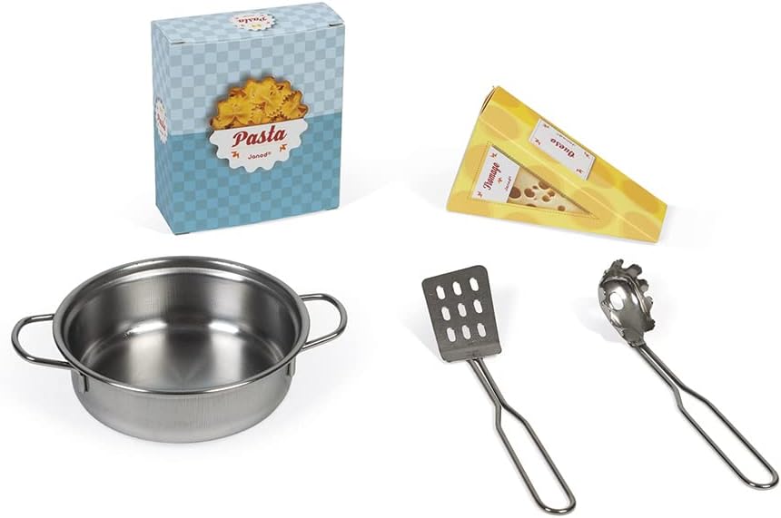Janod - Küche ‘Plume’ - Kinderküche aus Holz mit Backofen, Edelstahlspüle, Schrank, Induktionskochpl