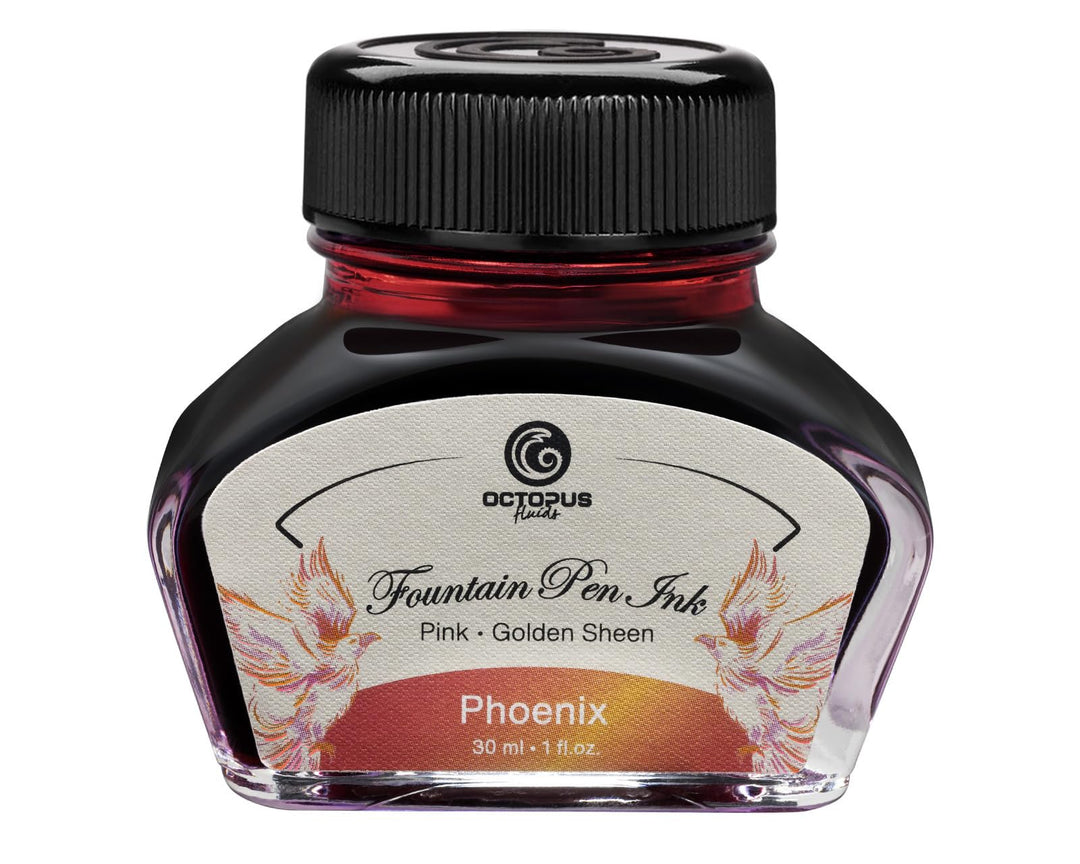 Octopus Fluids Phoenix Sheen Ink, Füllhaltertinte im Tintenglas, Sheen-Tinte, Orange, 30 ml, Phoenix