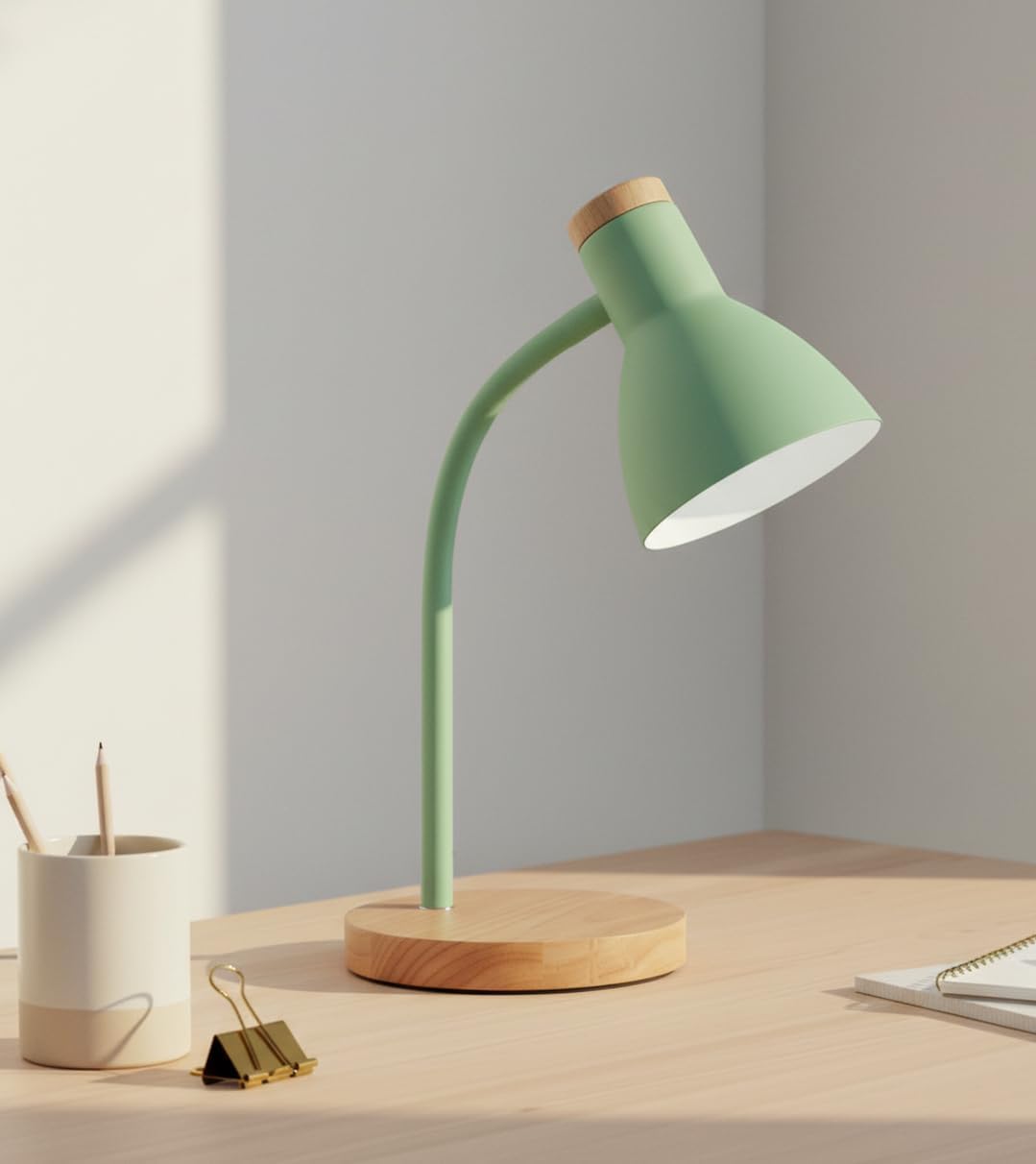 Bel Air Home - Schreibtischlampe ARGOS Serie, Holz, E-27 (GLÜHLAMPE NICHT ENTHALTEN) stilvolle Beleu