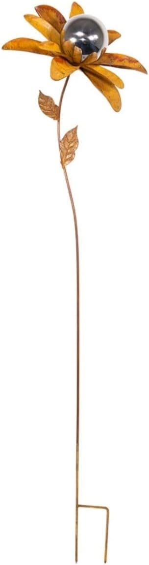 CIM Rost Gartenstecker Gartendeko - Edelrostblume Mirror Margerite S - Abmessung: 23x23x94cm - oxidi