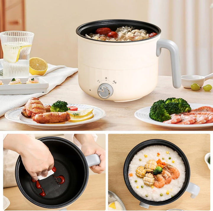 Elektrischer Hot Pot Kochtopf, Elektrische Hot Pot Topf 1,8 L, Elektrischer Kochtopf, Antihaft Mini