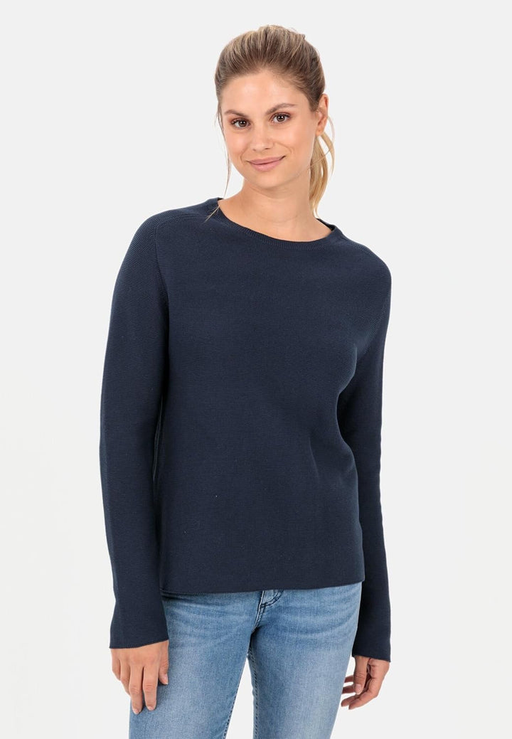 camel active Damen Strickpullover aus Reiner Baumwolle XS Blau, XS Blau
