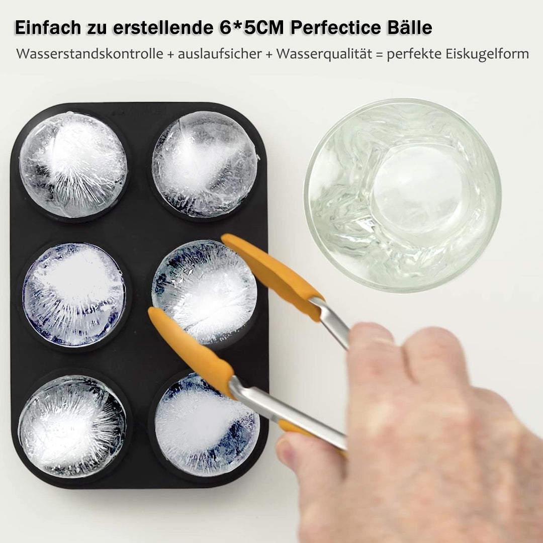 HONYAO Eiswürfelform Kugel Silikon mit Deckel, Runde Eiskugelform BPA Frei, Faltbar Auslaufsicher 5c