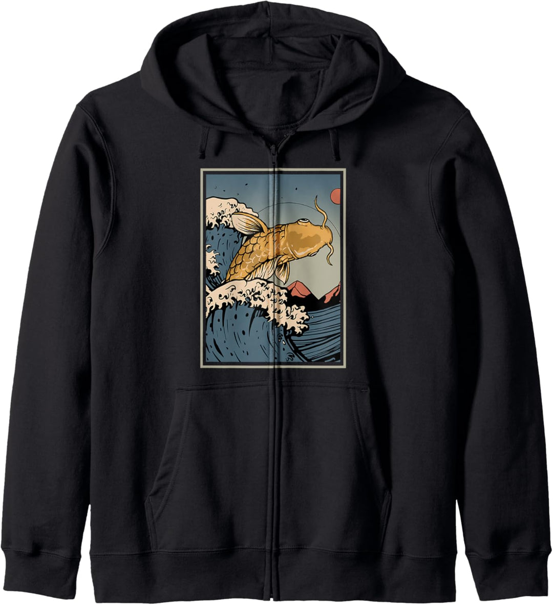 Koi Fish Karpfen Angeln Great Wave Off Kanagawa Angler Kapuzenjacke
