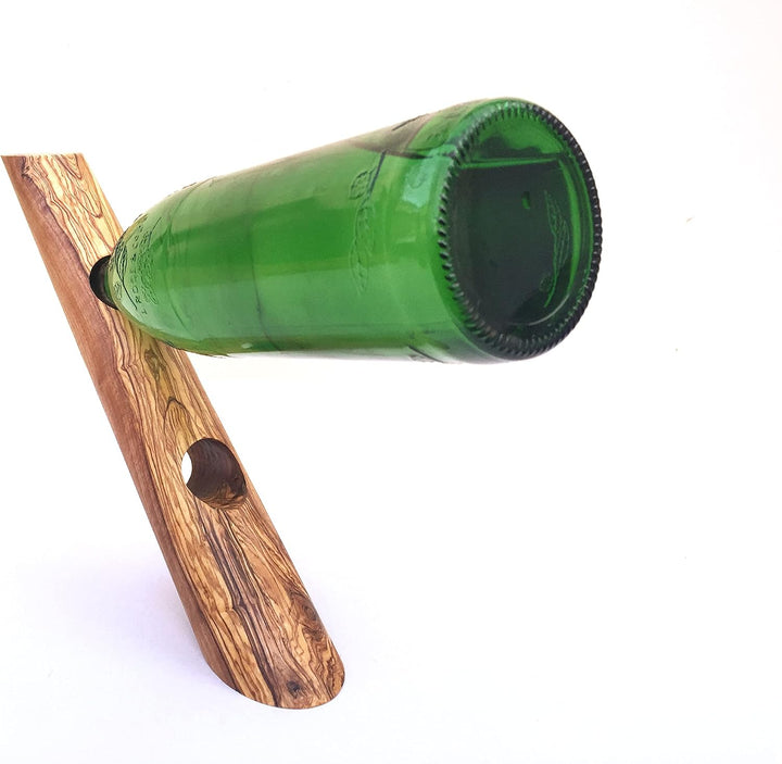 Flaschenhalter „Stamm“ für 2 Flaschen, Geschenk, Handgefertigt aus Olivenholz