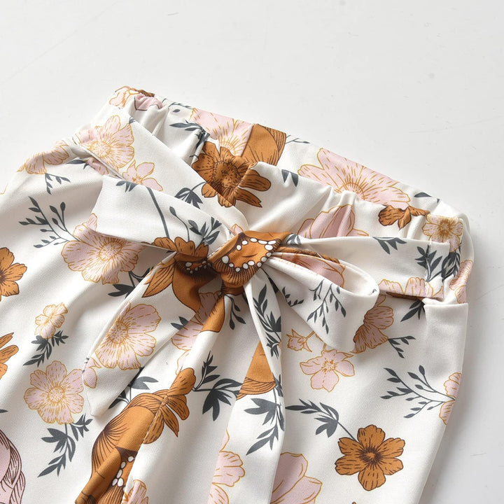 Neugeborenes Baby Mädchen Kleidung Sets Kleinkind Langarm Strampler Rüschen Tops & Blumen Bedruckte