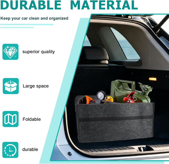 2 Stück Auto Kofferraum Organizer,Faltbar Auto Organizer Kofferraum 30 x 16 x 30cm,Rutschfest Grau A