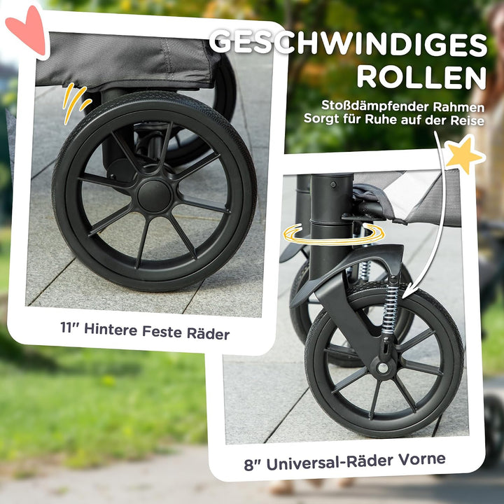 PawHut Hundewagen Hundebuggy klappbar für grosse Hunde &amp; Katzen bis 30 kg Katzenbuggy mit Kissen Net