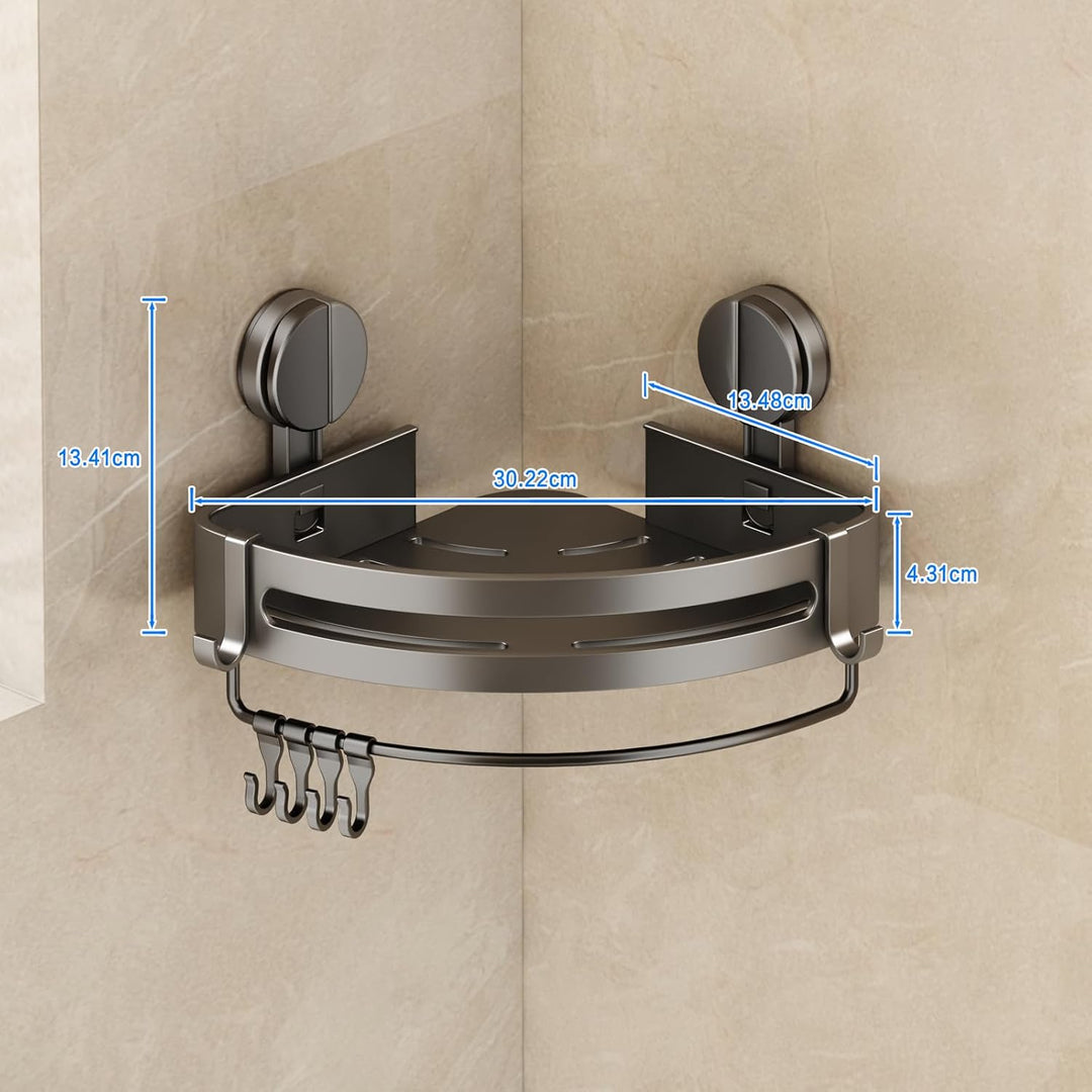 Duschablage Ohne Bohren, Duschregal Ecke Saugnapf Badezimmer Regal Wand Duschkorb mit Handtuchhalter