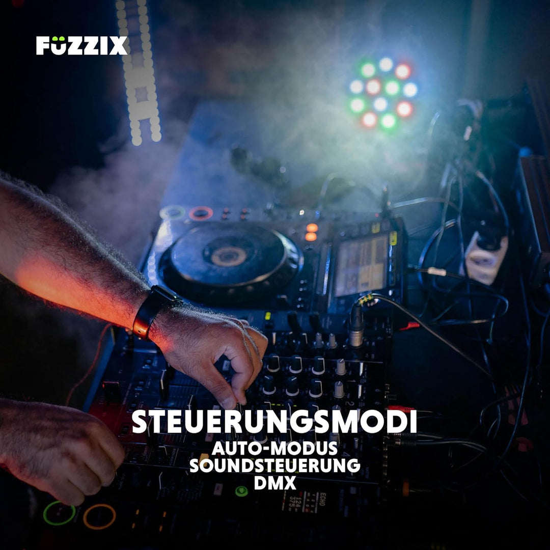 Fuzzix PLF12 - LED Par Strahler, 12x 2 Watt LEDs - 4er Set - Discolicht Partylicht, RGB Strahler mit