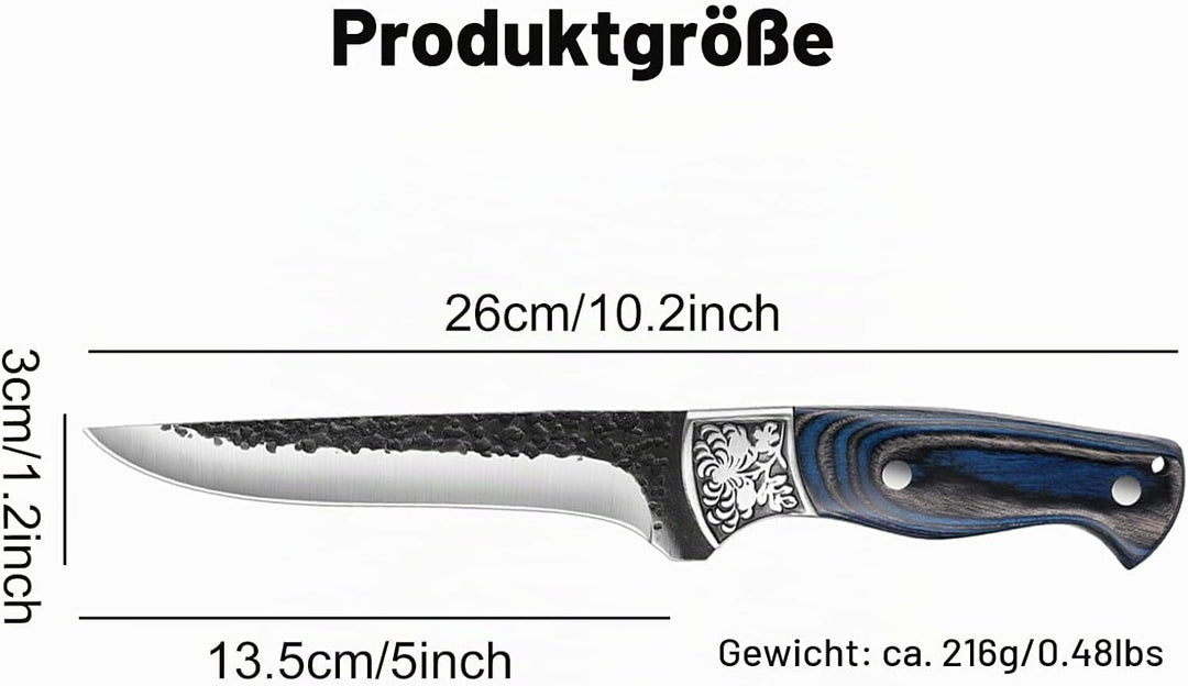 Fubinaty Ausbeinmesser Kochmesser handgefertigt geschmiedet Outdoor-Kochmesser Full Tang High Carbon