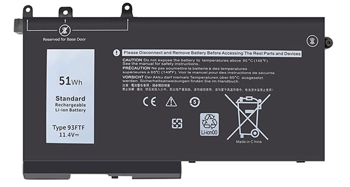 AKKEE 51Wh 93FTF Laptop Akku für Dell Latitude 5580 5590 5591 5480 5490 5491 5495 5280 5288 5488 E52