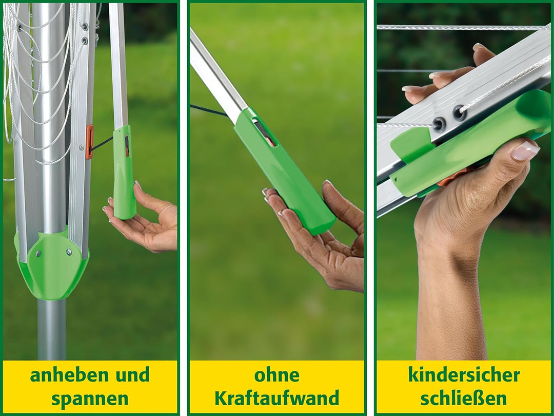 Juwel Wäschespinne Novaplus 600 Lift (für 5-6 Wäscheladungen, Wäscheschirm mit Schutzhülle und Eindr