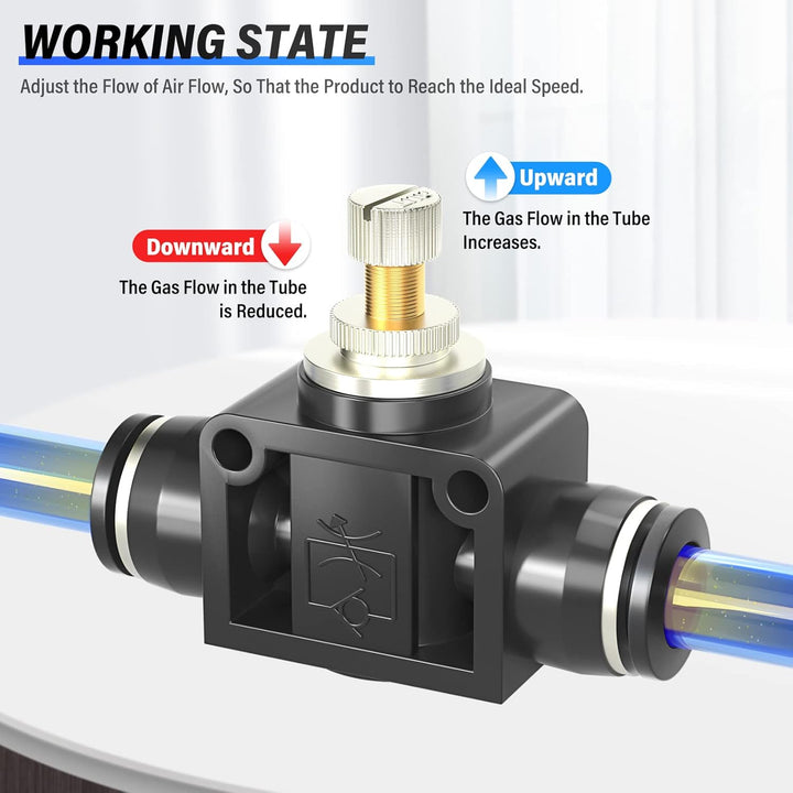 SCF-1/4 Luftstromregelventil mit Push-to-Connect-Armatur, Inline-Drehzahlregler, Union gerade – 1/4