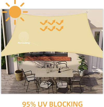 HOMPER Sonnensegel Wasserdicht Sonnenschutz, Oxford-Gewebe, UV-Schutz, für Balkon Terrasse Garten Ca