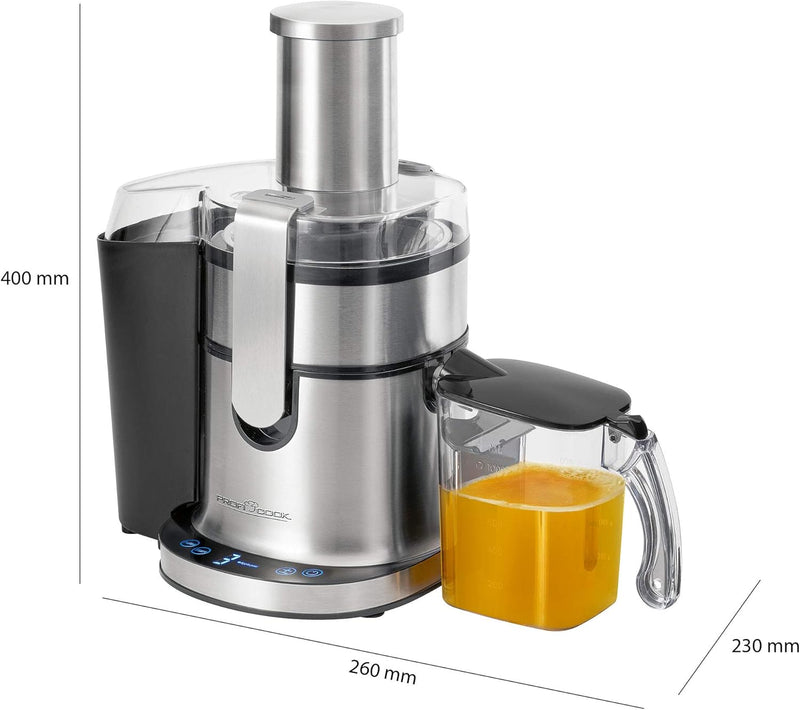 Profi Cook Entsafter PC-AE 1156 Automatik-Saftpresse mit hochwertigem Edelstahl-Gehäuse, 1 Liter Saf