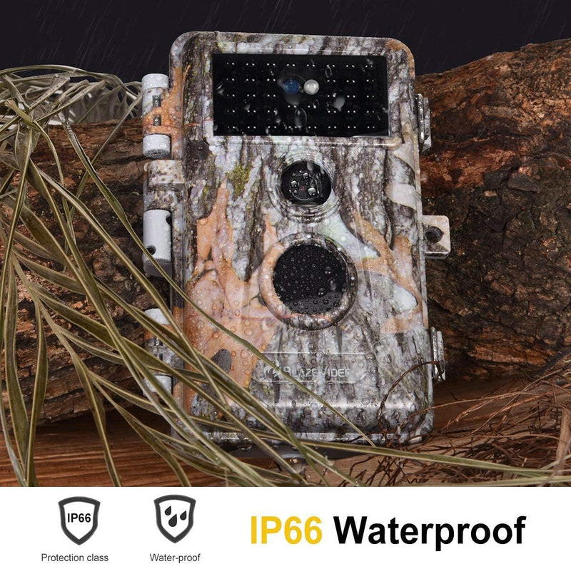 BlazeVideo 2tlg. Wildkamera 32MP 1296P HD Wildtierkamera mit Nachtsicht Bewegungsmelder, IP66 Wasser