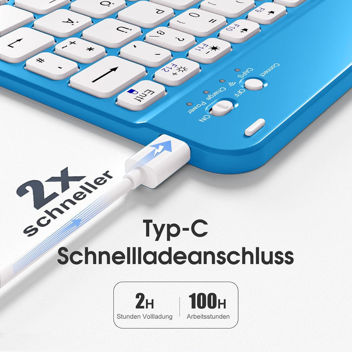 Vobafe Hülle mit Tastatur für iPad A16 11/10 Generation (2025/2022, 10,9/11 Zoll), Magnetisch Abnehm
