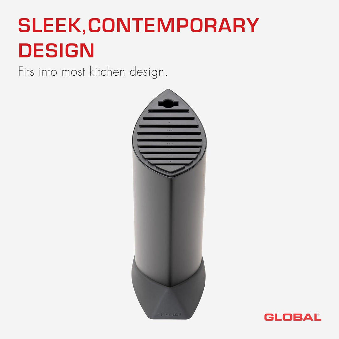 Global GKB-52/CB Messerblock oval, S-Size, schwarz für 9 Messer Farbe 2:, Farbe 2: Schwarz