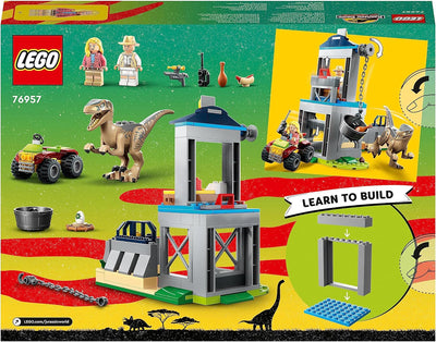 LEGO 76957 Jurassic Park Flucht des Velociraptors, Dinosaurierspielzeug und Buggy-Auto zum Sammeln f