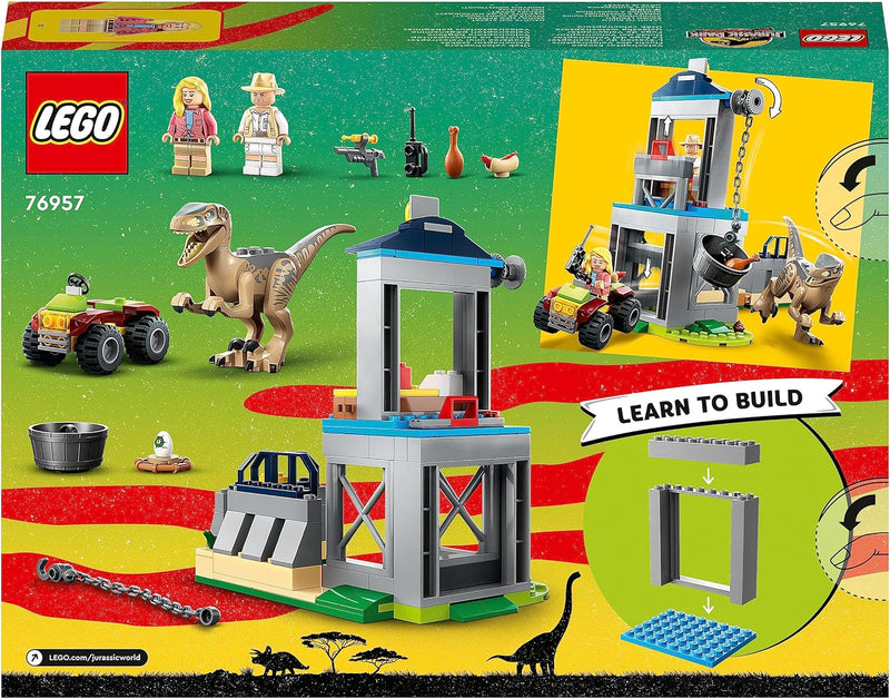 LEGO 76957 Jurassic Park Flucht des Velociraptors, Dinosaurierspielzeug und Buggy-Auto zum Sammeln f