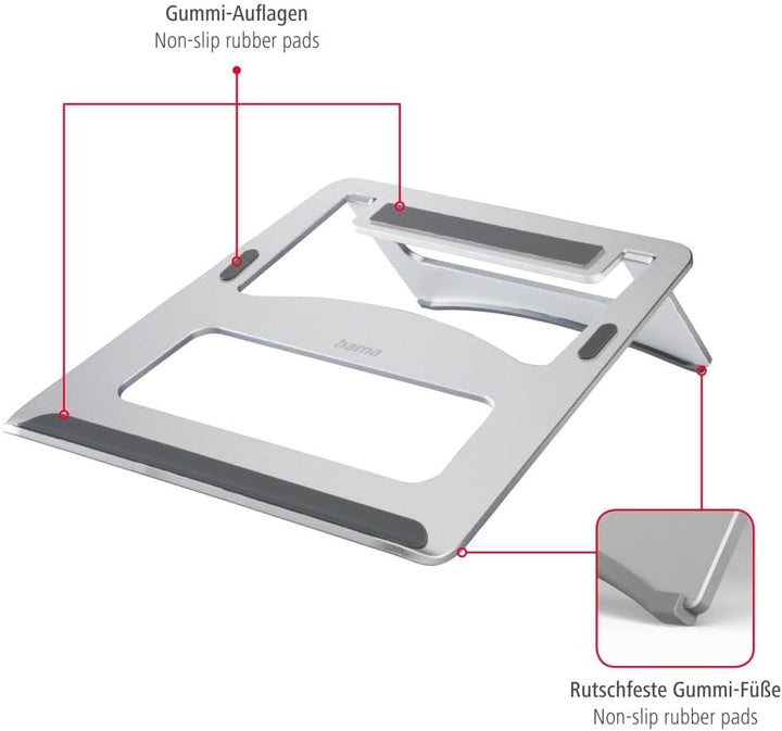 Hama Laptop-Ständer Notebook-Ständer aus Aluminium (Laptophalter für Geräte bis max. 40 cm (15,6 Zol