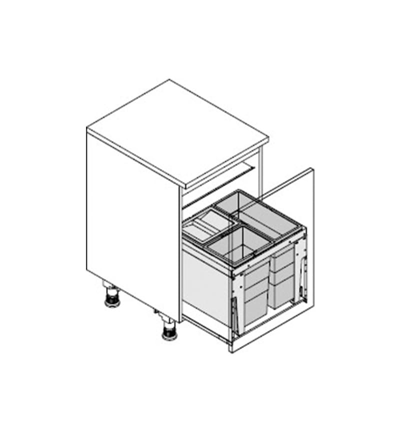 Hailo Mülleimer Einbau Abfalleimer Triple XL 44 für 50er Schränke m Frontauszug