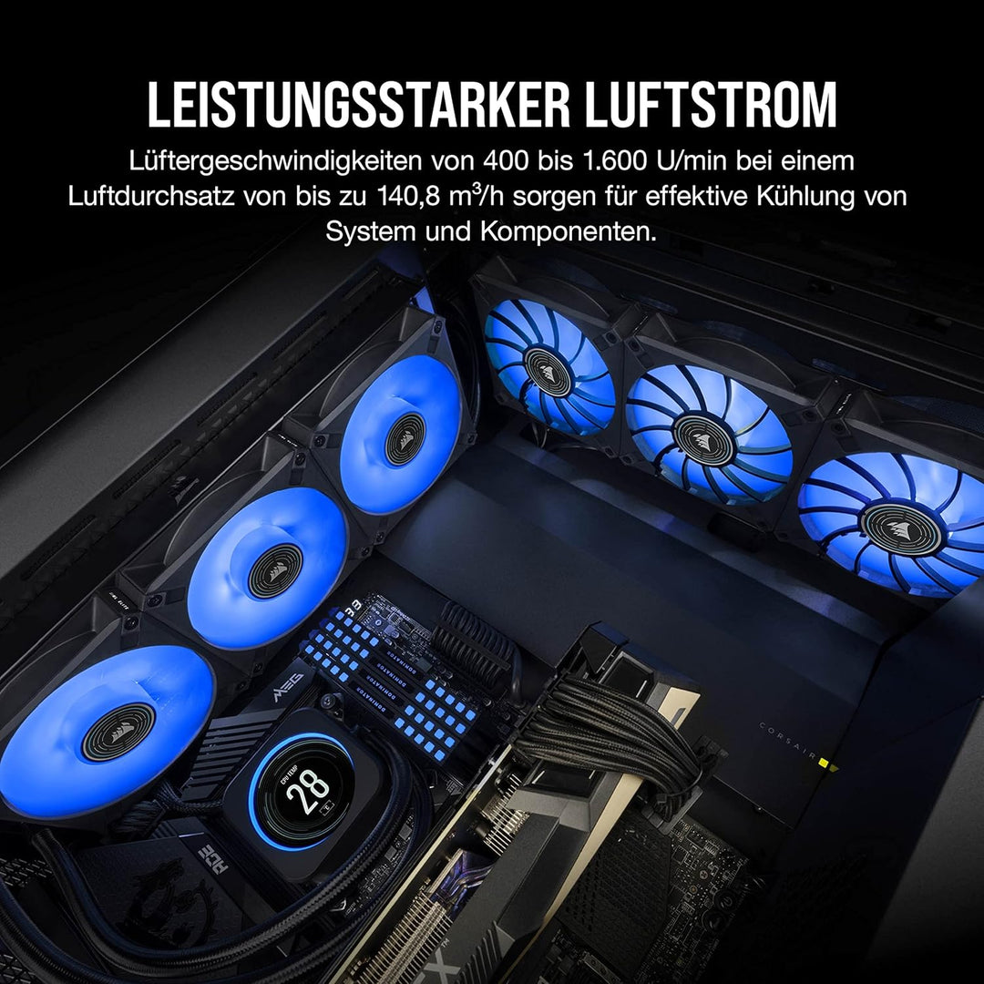 Corsair ML140 LED ELITE, 140mm PWM-Lüfter mit LEDs (CORSAIR AirGuide-Technologie, Magnetschwebelager