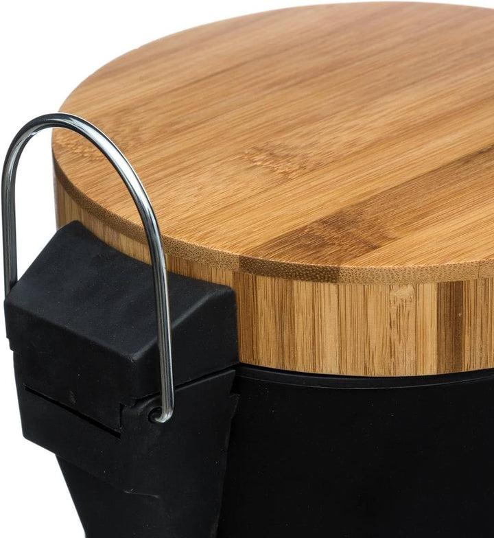 5five - mülleimer mit bambusdeckel 3l naturéo schwarz, Schwarz