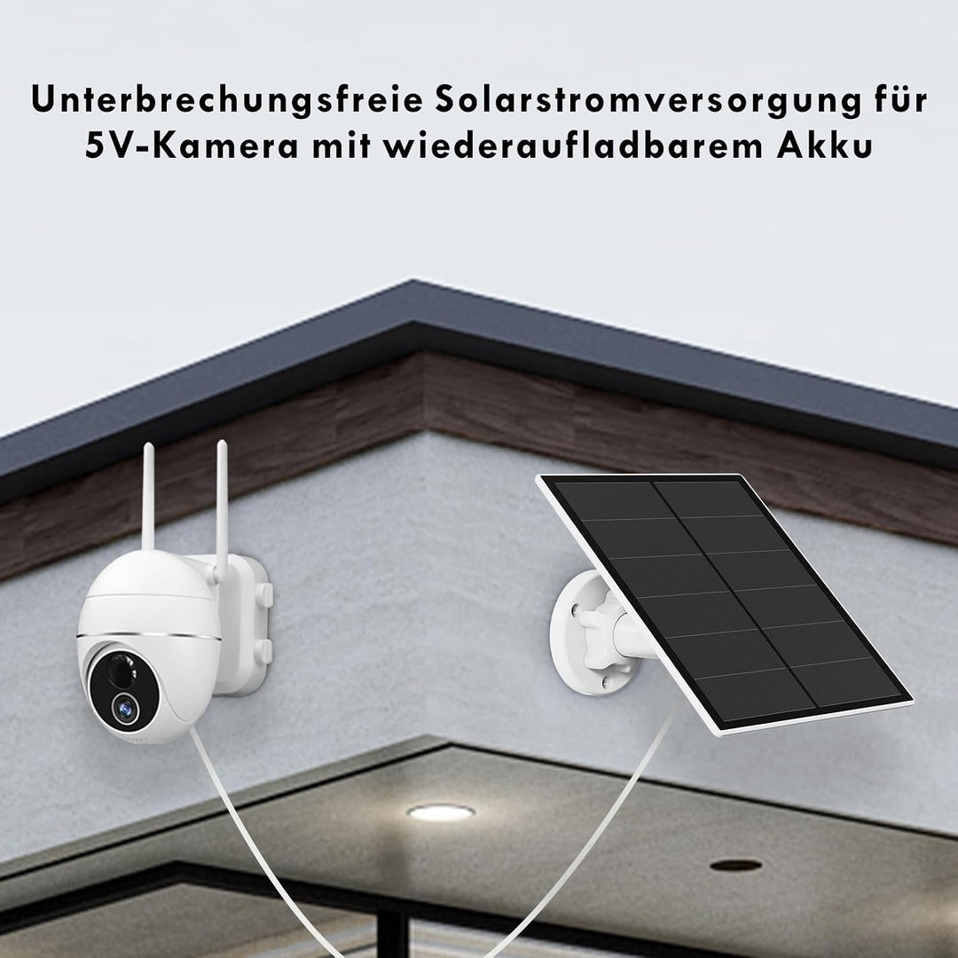 Solarpanel für Überwachungskamera, 5W Solarmodul für Outdoor Akku Kamera, Solar Panel mit 9,8ft Kabe