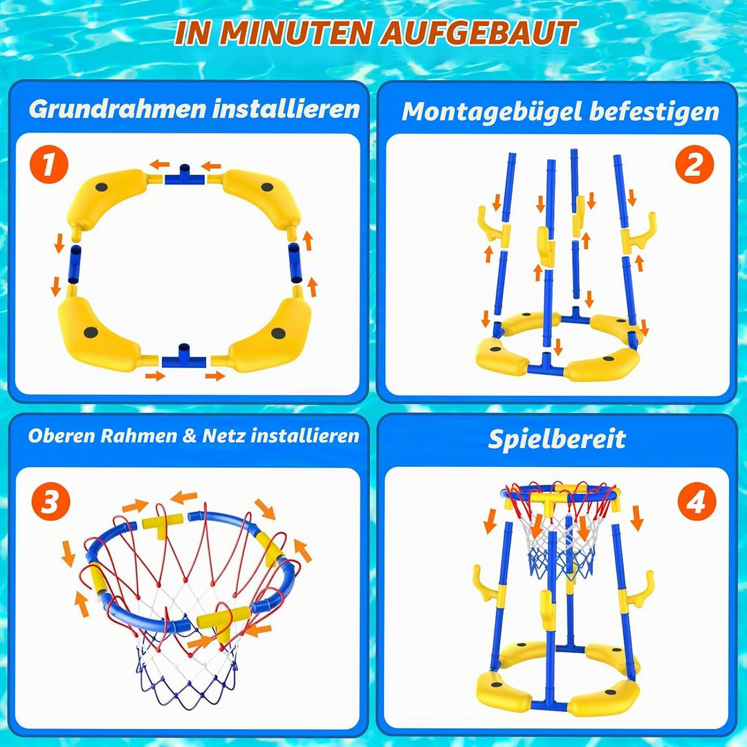 Pool Basketballkorb Set_Schwimmender Basketballkorb Blue-Yellow, Blue-Yellow