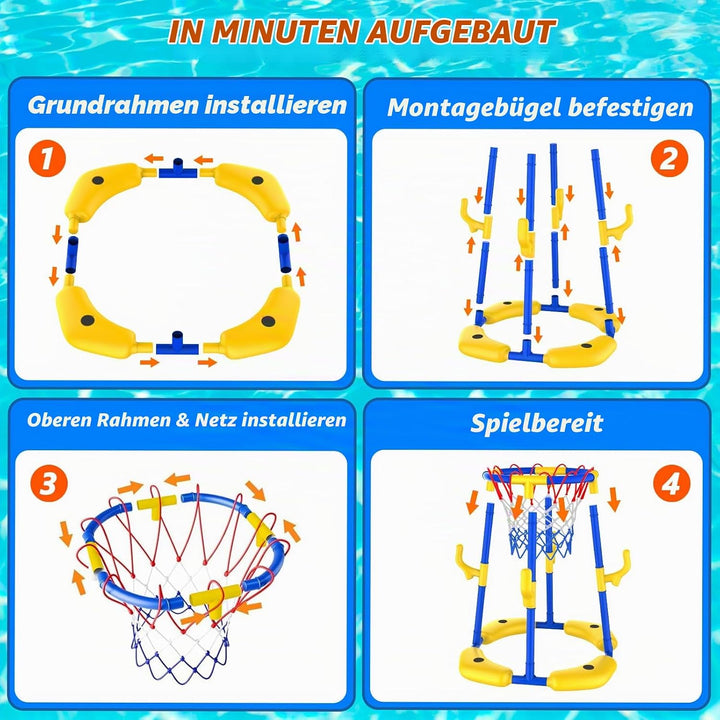 Pool Basketballkorb Set_Schwimmender Basketballkorb Blue-Yellow, Blue-Yellow
