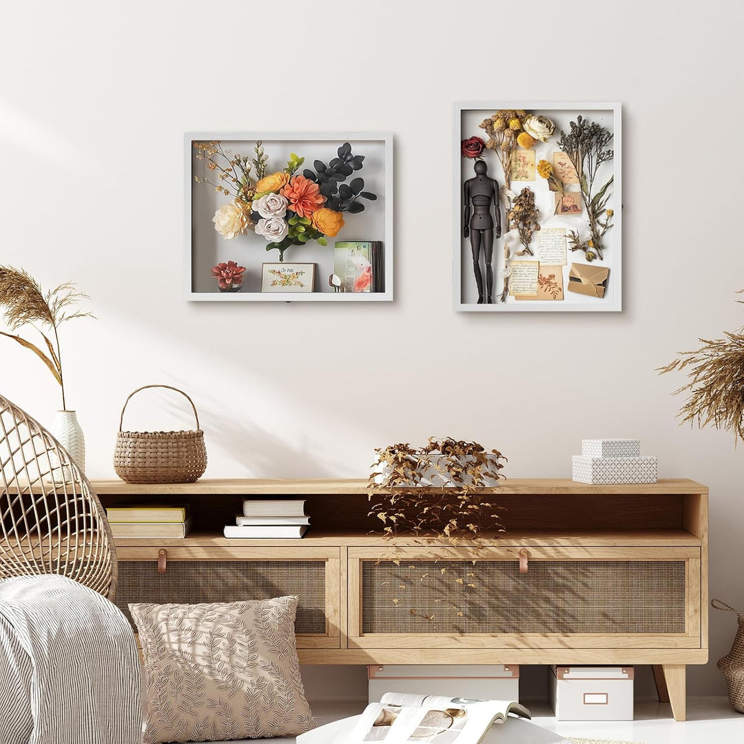 Muzilife 3D Holz Bilderrahmen mit Öffnung zum Befüllen 40x50cm Weiss 40x50cm, Weiss 40x50cm