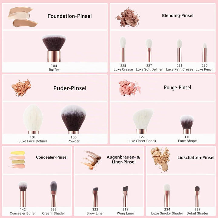 Jessup Make Up Pinsel Sets 15 Pcs Kosmetik Schmink Bürsten Lidschatten Puder Concealer Eyeliner T160