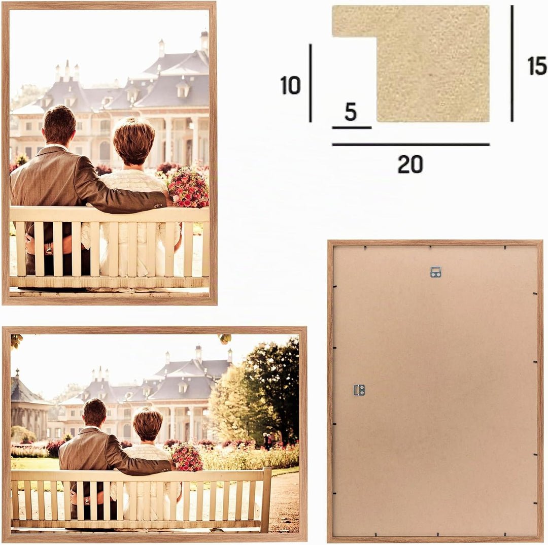 1x Bilderrahmen 50x70 cm Eiche Rahmen 1-Pack | Dokumentenrahmen, Collage, Poster | MDF Holz-Posterra