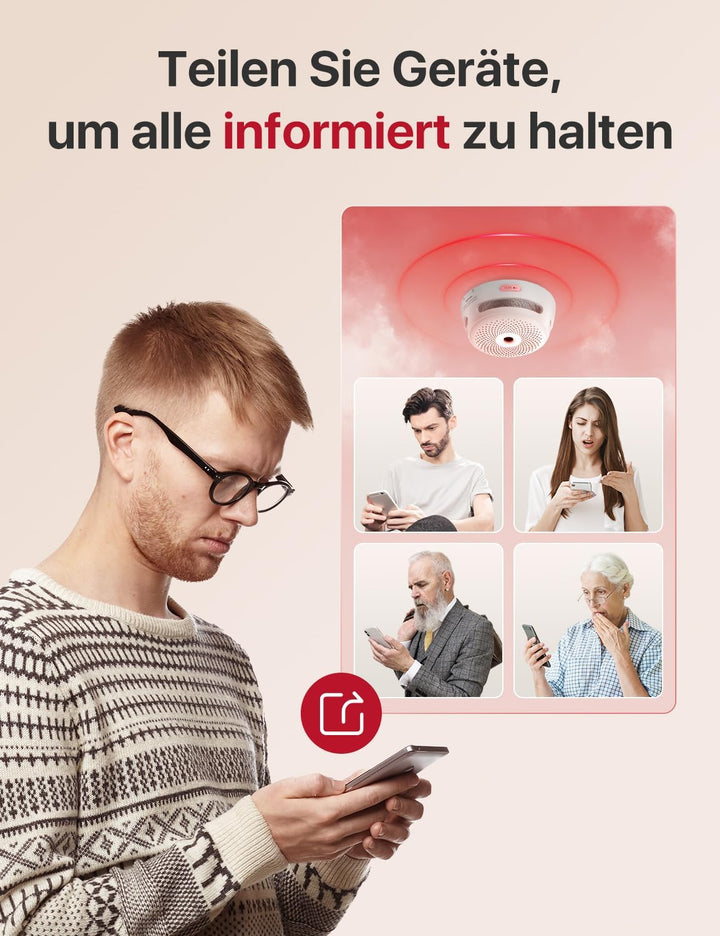X-Sense Smarter WLAN-Rauchmelder XS01-M, TÜV-Zertifiziert, kompatibel mit X-Sense Home Security App,