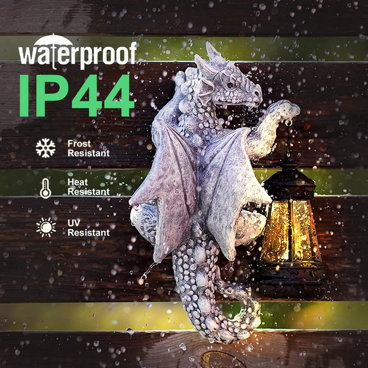 Yeomoo Drachen Figuren mit Solarlampen Baumstamm Gartendeko für Draussen: Lustige Drachen Gartenfigu