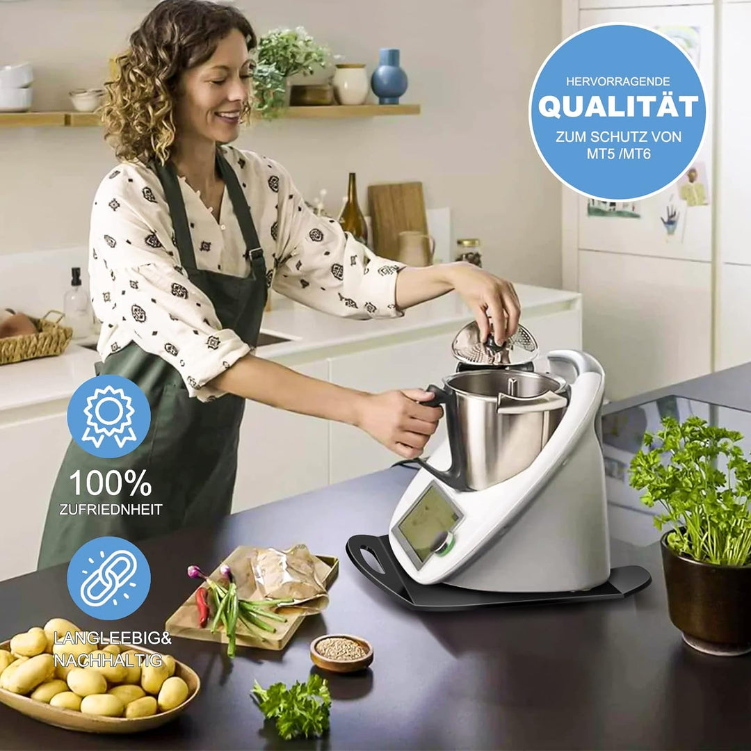 bonna Gleitbrett für Thermomix TM6, TM5, Thermomix Gleitbrett mit Premium-Verbundmetall - (Schwarz),