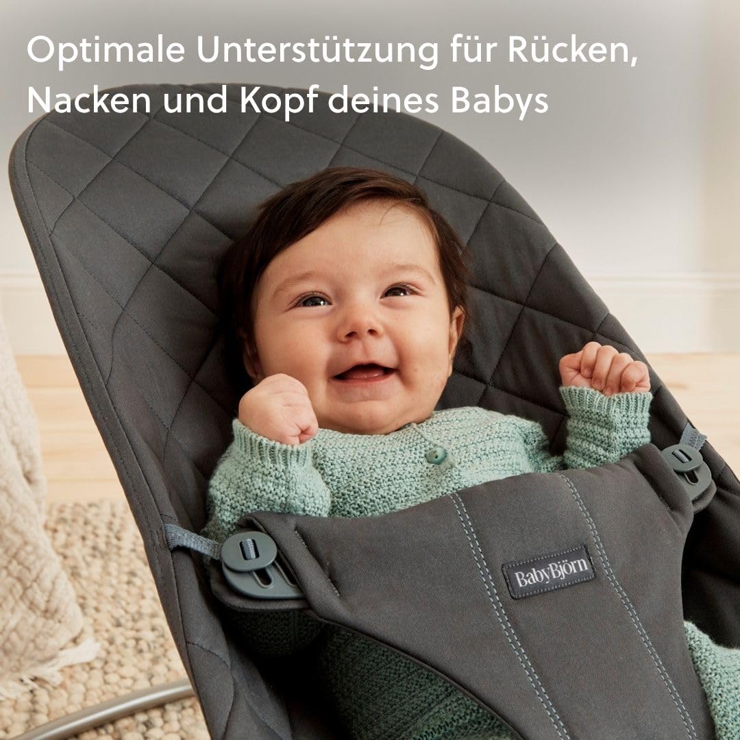 BabyBjörn Babywippe Bliss, Gewebt, Klassische Steppung ,Anthrazitgrau