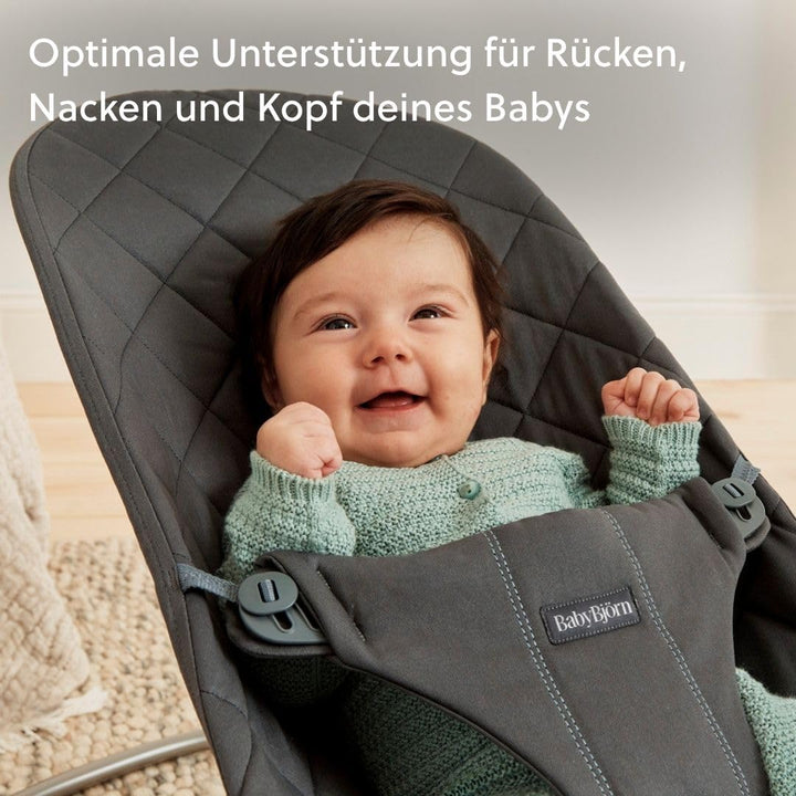 BabyBjörn Babywippe Bliss, Gewebt, Klassische Steppung ,Anthrazitgrau