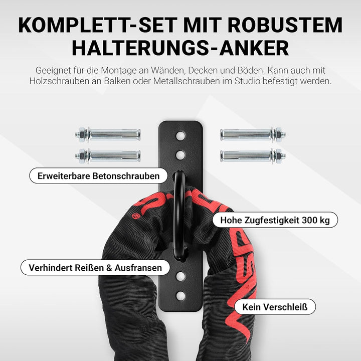 MSPORTS Battle Rope Professional Studio Qualität | Länge: 15 m | Durchmesser: 5 cm | Trainingsseil S