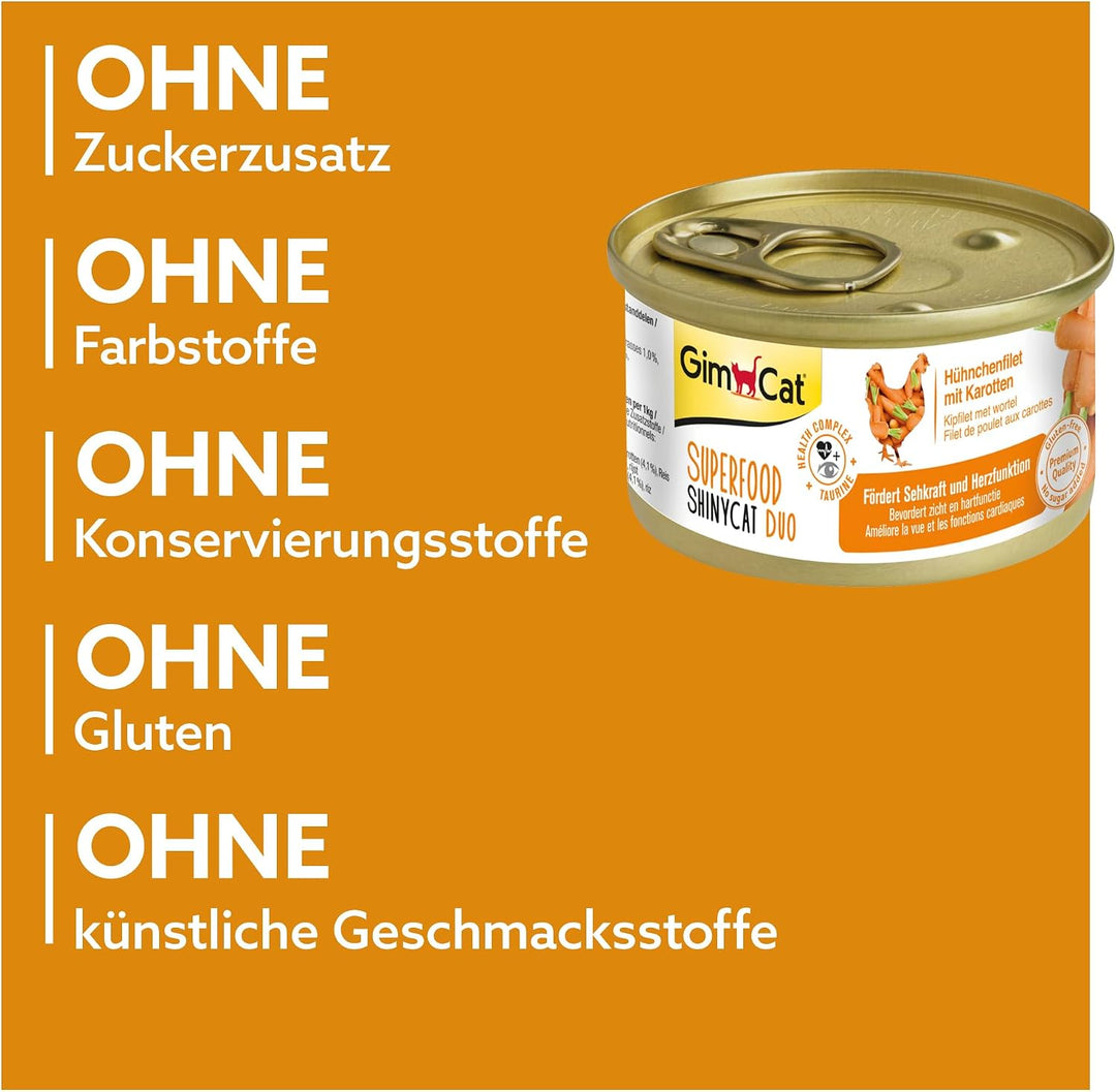 GimCat Superfood ShinyCat Duo Hühnchen mit Karotten - Katzenfutter mit saftigem Filet ohne Zuckerzus
