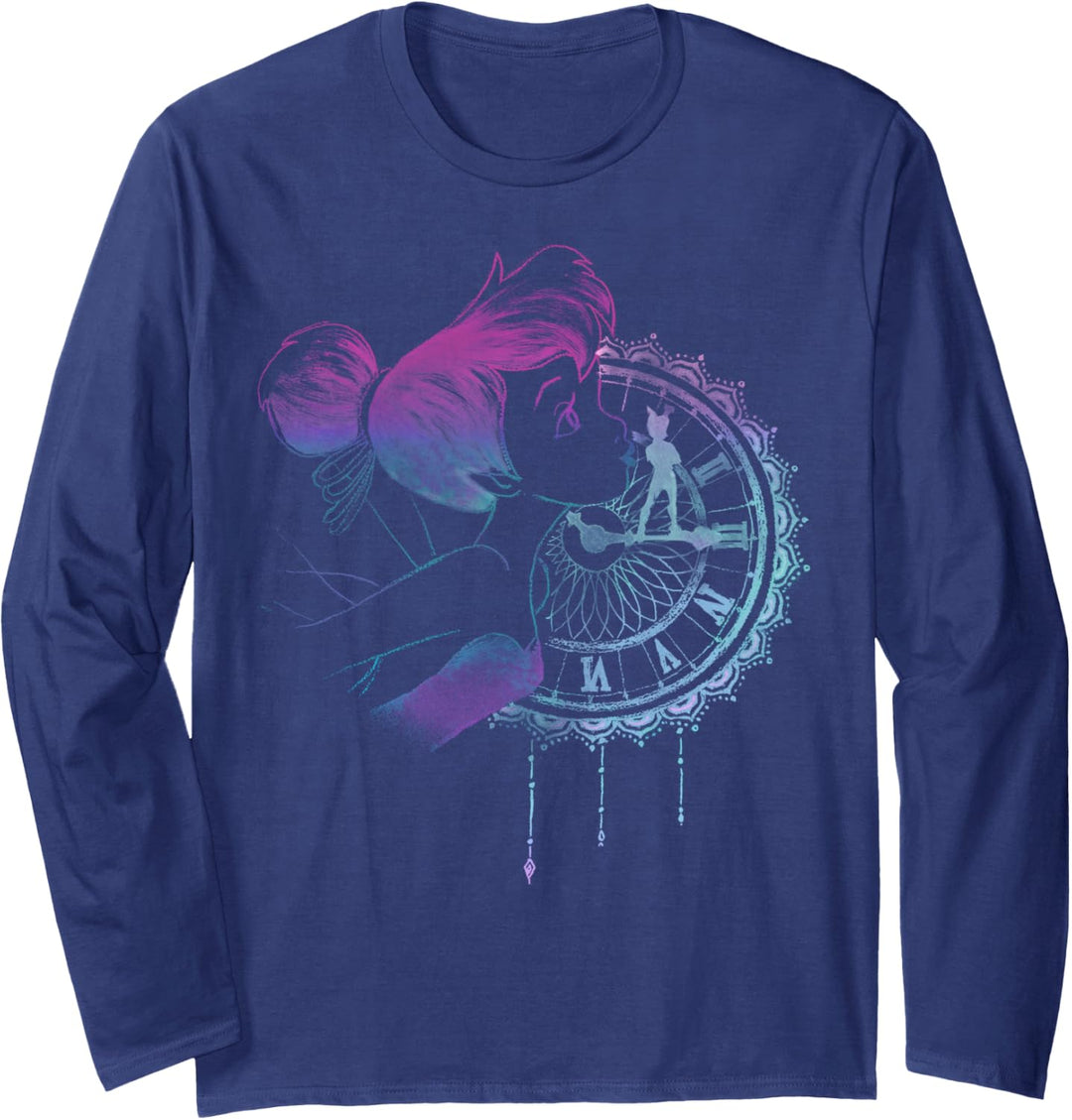 Disney Peter Pan Tinker Bell Neon Colors Clock Portrait Langarmshirt