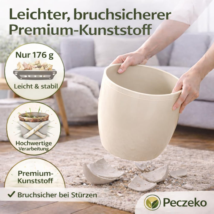 PECZEKO Glänzende Blumentöpfe - Deko Pflanztopf für Blumen &amp; Kräuter - Langlebige &amp; leichte runde Ku