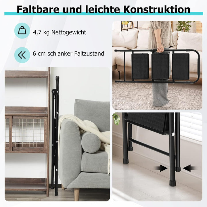 GYMAX Trittleiter 3 Stufen, klappbare Stufenleiter mit rutschfesten & Breiten Stufen, leichte Stehle