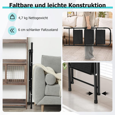 GYMAX Trittleiter 3 Stufen, klappbare Stufenleiter mit rutschfesten & Breiten Stufen, leichte Stehle